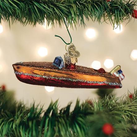 Old World Christmas- Classic Wooden Boat Ornament