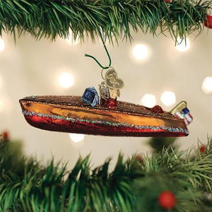 Old World Christmas- Classic Wooden Boat Ornament