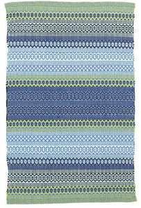 Fiesta Stripe French Blue/Green Indoor/Outdoor Rug (Various Sizes)