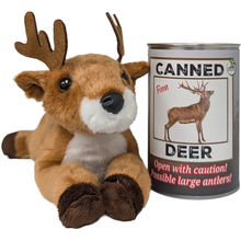 Load image into Gallery viewer, Canned Deer | Animal Plush w/Jokes | Unique Hunting Gift