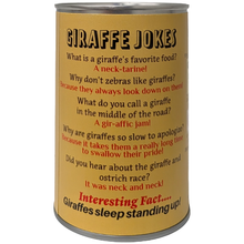 Load image into Gallery viewer, Patches the Canned Giraffe - Stuffed Animal Plush w/Jokes