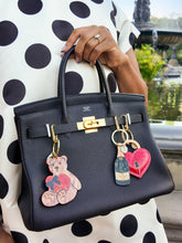 Load image into Gallery viewer, Hand-painted Champagne Bag Charm + Keychain | Eco-Friendly
