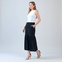 Load image into Gallery viewer, Linen Knit - Tie Waist Tiered Maxi Skirt - Black