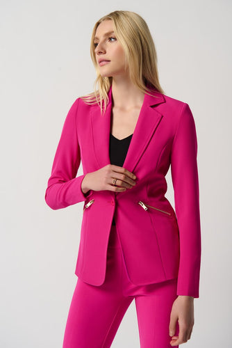Woven Blazer With Zippered Pockets