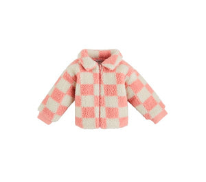 Pink Check Sherpa Jacket