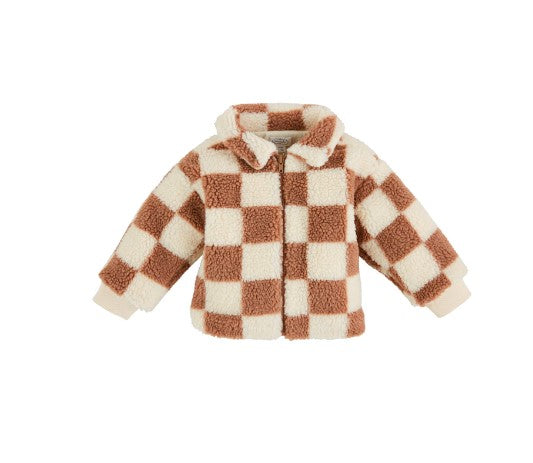 Tan Check Sherpa Jacket