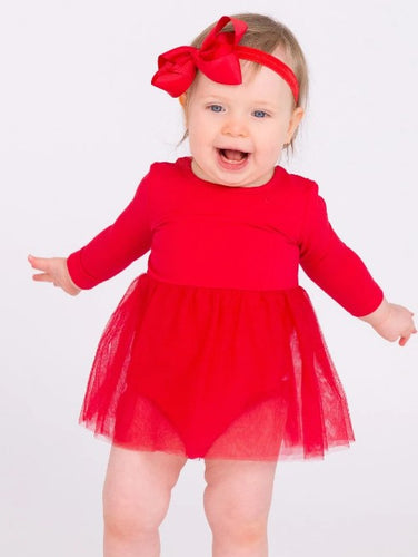 Long Sleeve Tulle Skirted Romper