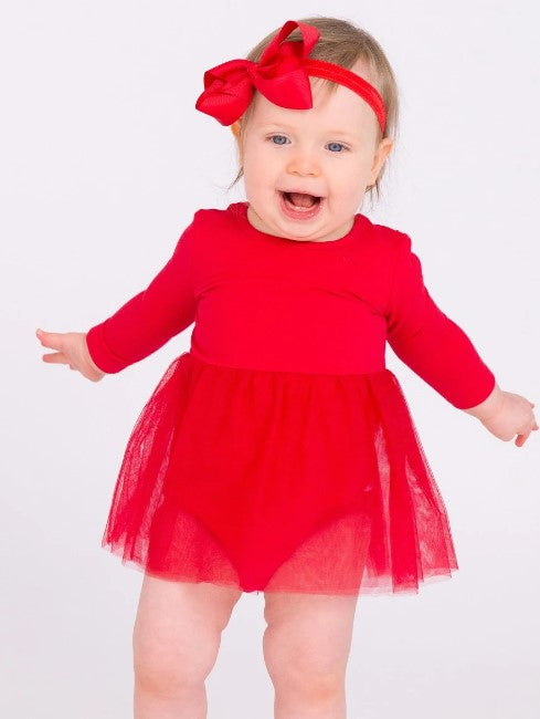 Long Sleeve Tulle Skirted Romper