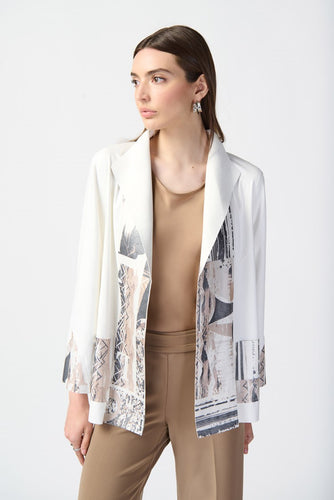 Patchwork Suede Jacket with Foil Print Accents