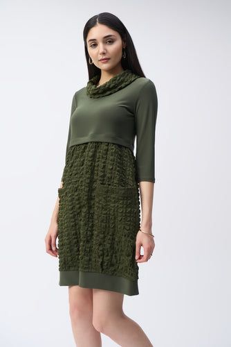 Jacquard And Silky Knit Cocoon Dress