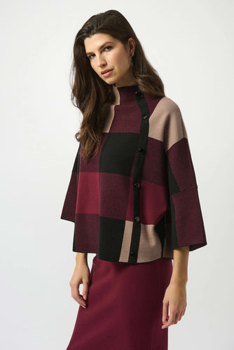 Plaid Jacquard Sweater Knit Top