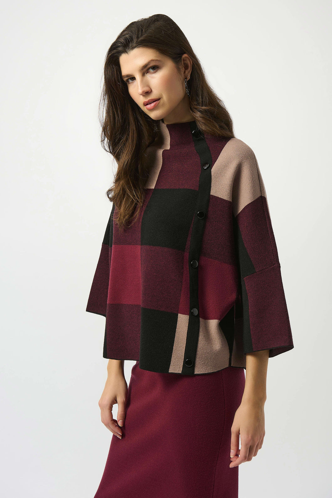 Plaid Jacquard Sweater Knit Top