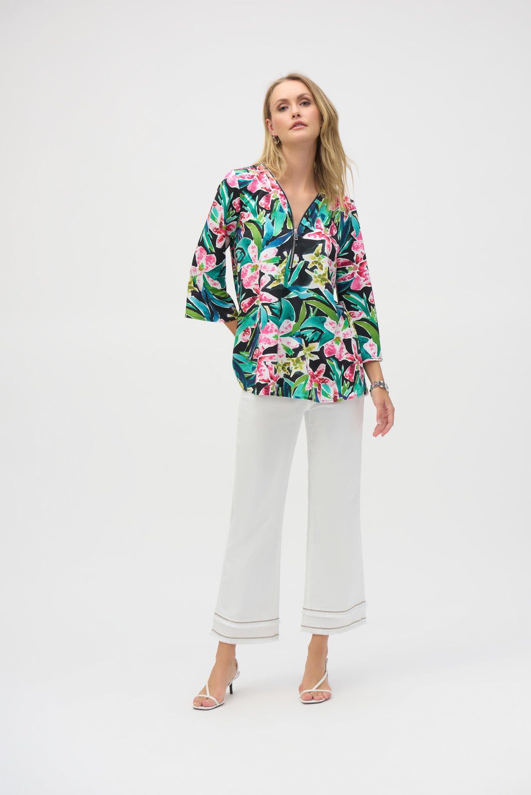 Silky Knit Tropical Fit and Flare Tunic