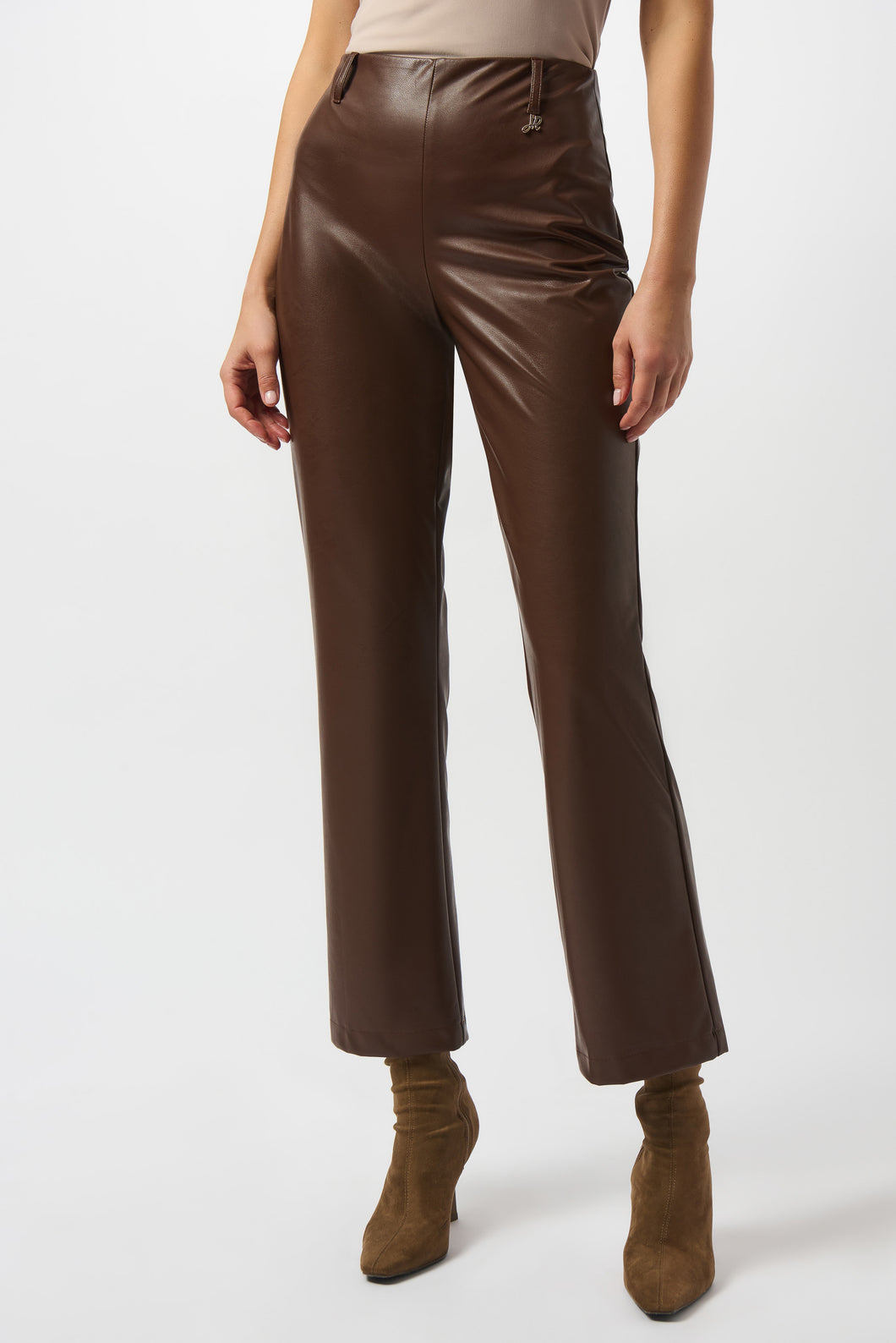 Leatherette Wide-Leg Pull-On Pants