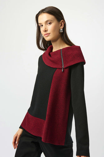 Textured Knit Color-Block Trapeze Top