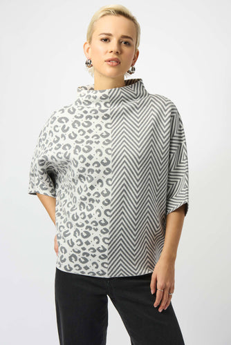 Jacquard Knit Mixed Print Boxy Sweater