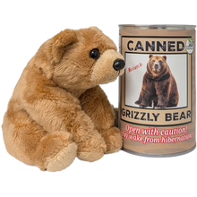 Load image into Gallery viewer, Monarch the Canned Grizzly Bear | Plush Animal Can w/Jokes