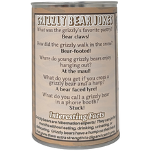Load image into Gallery viewer, Monarch the Canned Grizzly Bear | Plush Animal Can w/Jokes