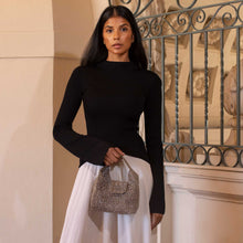 Load image into Gallery viewer, Krystal Black Beaded Top Handle Bag
