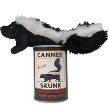 Load image into Gallery viewer, Canned Skunk | Stuffed Animal Plush w/Funny Jokes on Can