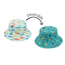 Load image into Gallery viewer, Reversible Patterned Sun Hat - Turtle/Alligator