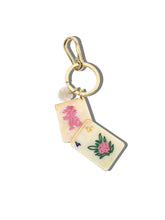 Load image into Gallery viewer, Hand-painted Flower Mahjong Bag Charm + Keychain | Eco-Friendly