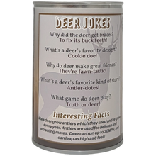 Load image into Gallery viewer, Canned Deer | Animal Plush w/Jokes | Unique Hunting Gift