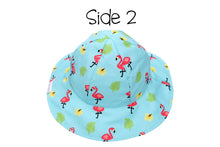 Load image into Gallery viewer, Reversible Patterned Sun Hat - Flamingo/Fruit