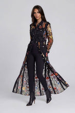 Load image into Gallery viewer, Embroidered Mesh Denim Duster
