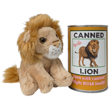 Load image into Gallery viewer, Canned Lion | Stuffed Animal Zoo Plush w/Funny Jokes | Gift