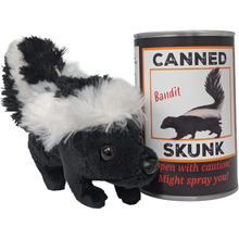 Load image into Gallery viewer, Canned Skunk | Stuffed Animal Plush w/Funny Jokes on Can