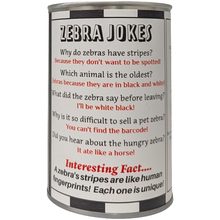 Load image into Gallery viewer, Coco the Canned Zebra - Stuffed Animal Plush w/Funny Jokes