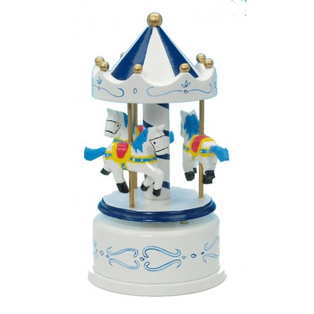 Wooden Blue & White Carousel
