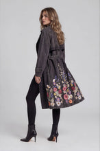 Load image into Gallery viewer, 3D Floral Embroidered Denim Trench Coat
