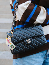 Load image into Gallery viewer, Hand-painted Flower Mahjong Bag Charm + Keychain | Eco-Friendly