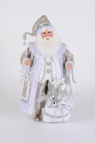 Lighted White Christmas Santa