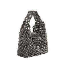 Load image into Gallery viewer, Krystal Black Beaded Top Handle Bag