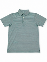 Load image into Gallery viewer, Micro White &amp; Green Stripe Polo