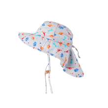 Load image into Gallery viewer, Sun Hat with Neck Cape - Multi Dino