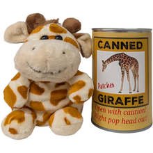 Load image into Gallery viewer, Patches the Canned Giraffe - Stuffed Animal Plush w/Jokes