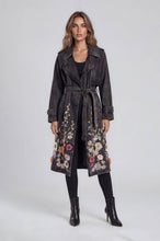 Load image into Gallery viewer, 3D Floral Embroidered Denim Trench Coat