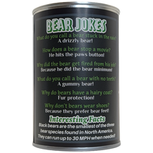 Load image into Gallery viewer, Russ the Canned Black Bear | Stuffed Zoo Plush w/Jokes |Gift