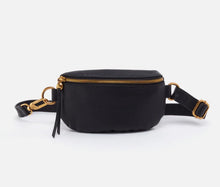 Load image into Gallery viewer, Hobo Fern Belt Bag in Black pebbled leather with adjustable strap