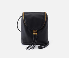 Load image into Gallery viewer, Hobo Fern Crossbody Bag in Black pebbled leather with double-zip closure and tassel detail