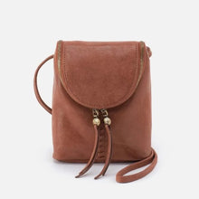 Load image into Gallery viewer, Hobo Fern Crossbody Bag in Warm Honey pebbled leather with double-zip closure and tassel detail