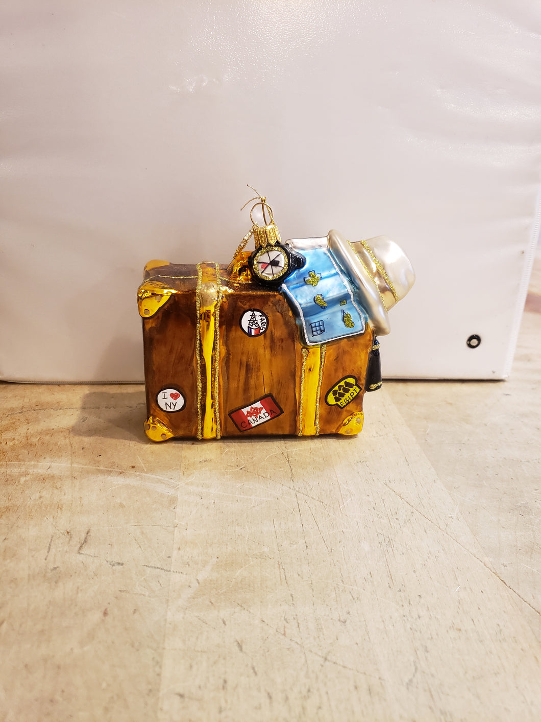 Well Travelled Lake Geneva Suitcase Ornament