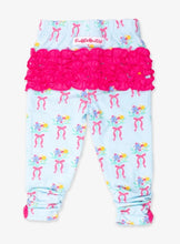Load image into Gallery viewer, RuffleButts Bows and Bouquets bow leggings baby girl soft ruched ankle bow
