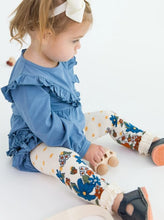 Load image into Gallery viewer, RuffleButts patterned footless ruffle tights baby girl durable warm ankle length harvest floral