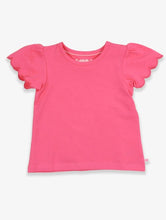 Load image into Gallery viewer, RuffleButts Scallop Edge short sleeve tee baby girl soft everyday top hot pink