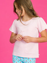 Load image into Gallery viewer, RuffleButts Scallop Edge short sleeve tee baby girl soft everyday top pink